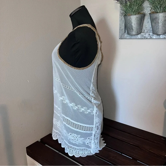 Free people Vintage Lace Tank Top with tweed style outline Size Medium ❤️ - Picture 3 of 8